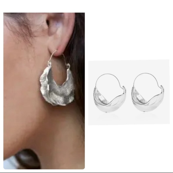 Zara Silver Half Moon Crescent Hoops - Picture 8 of 10